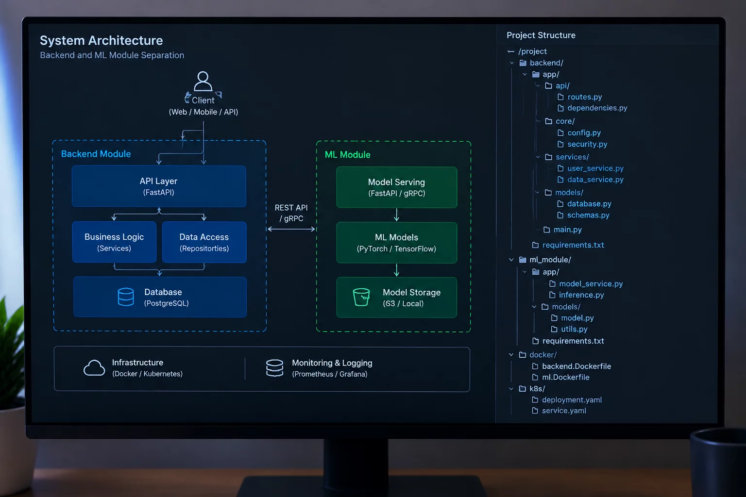 Backend and ML directory structures