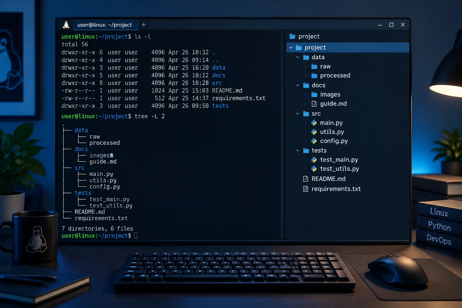 Linux directory structure showing Projects folder