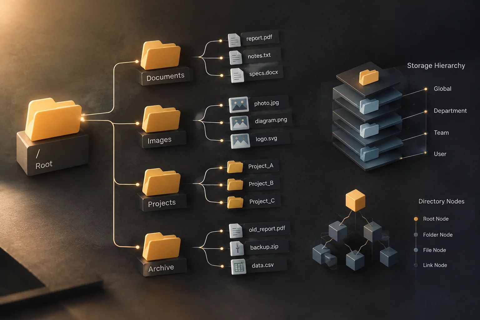 Visual directory structures and project storage patterns